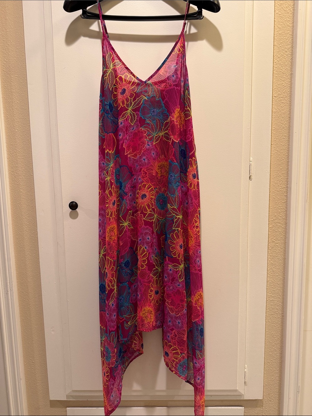 Floral Slip Dress in Fuchsia Pink